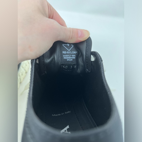 PRADA Double Wheel Re-Nylon gabardine Platform sneakers Black White size 37.5 - Picture 6 of 7